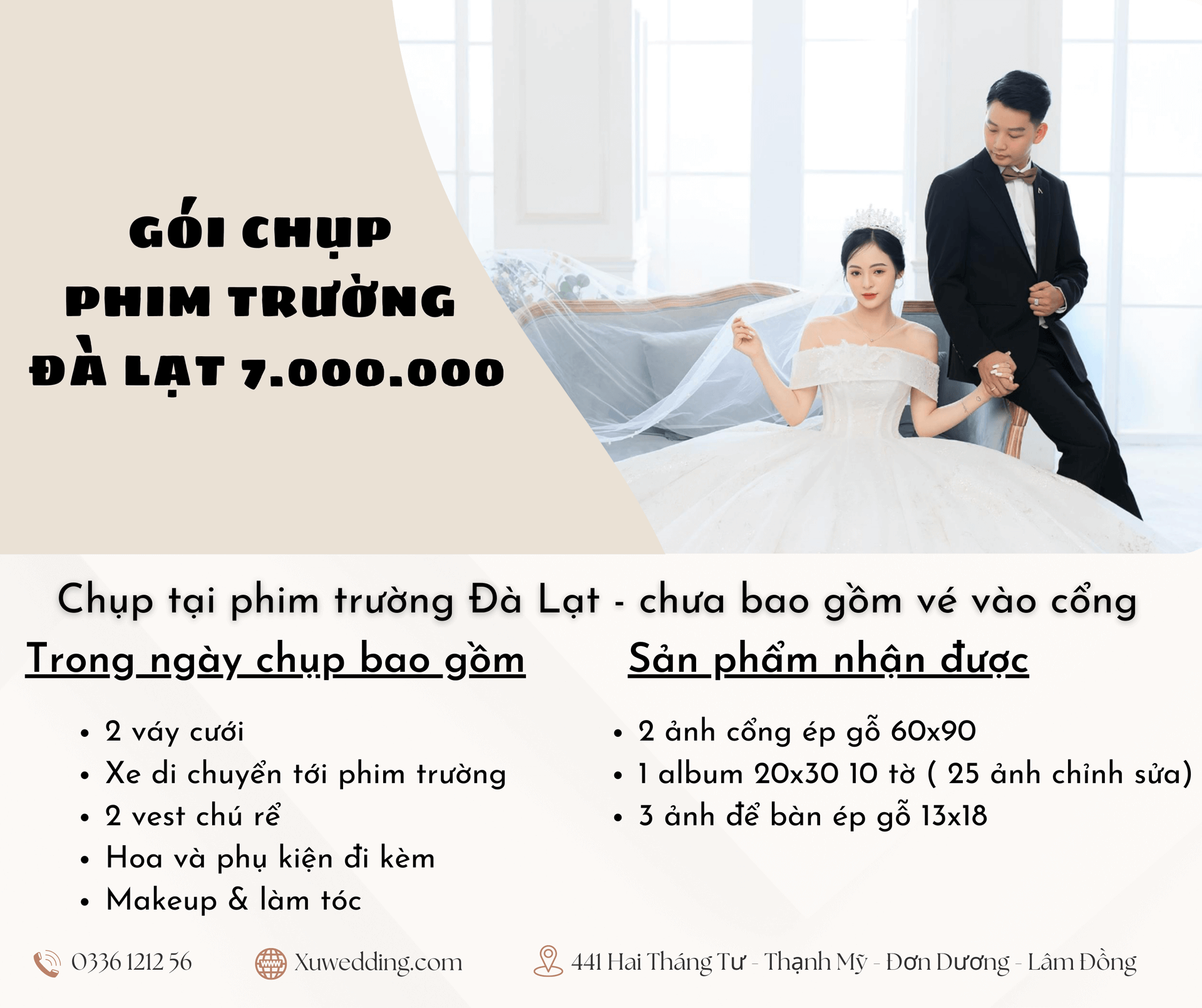 Gói chụp phim trường Đà Lạt - Chưa bao gồm vé vào cổng